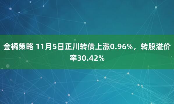 金橘策略 11月5日正川转债上涨0.96%,转股溢价率30.42%