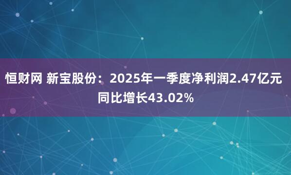 恒财网 新宝股份：2025年一季度净利润2.47亿元 同比增长43.02%